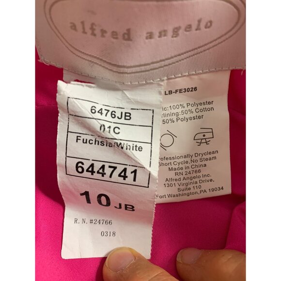 Girls Youth Alfred Angelo Fuchsia Formal Dress Size 10  A-Line Bridesmaid 7248 - Picture 4 of 5